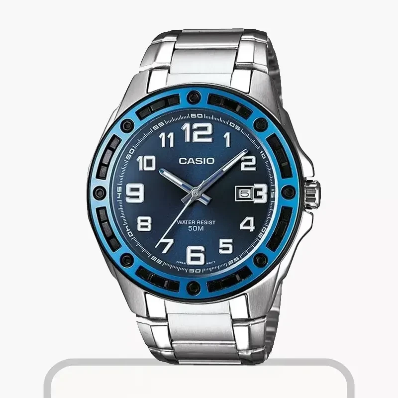 Casio Blue Dial Ion Plated Men's Watch- MTP-1347D-2AVDF